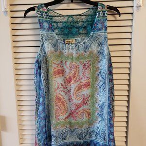 One World 2 layer Floral Dressy Tank Top Size L